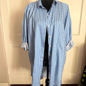 Nation Ltd Marni Shirt Dress Blue Stripe Size S Long Sleeves As New
